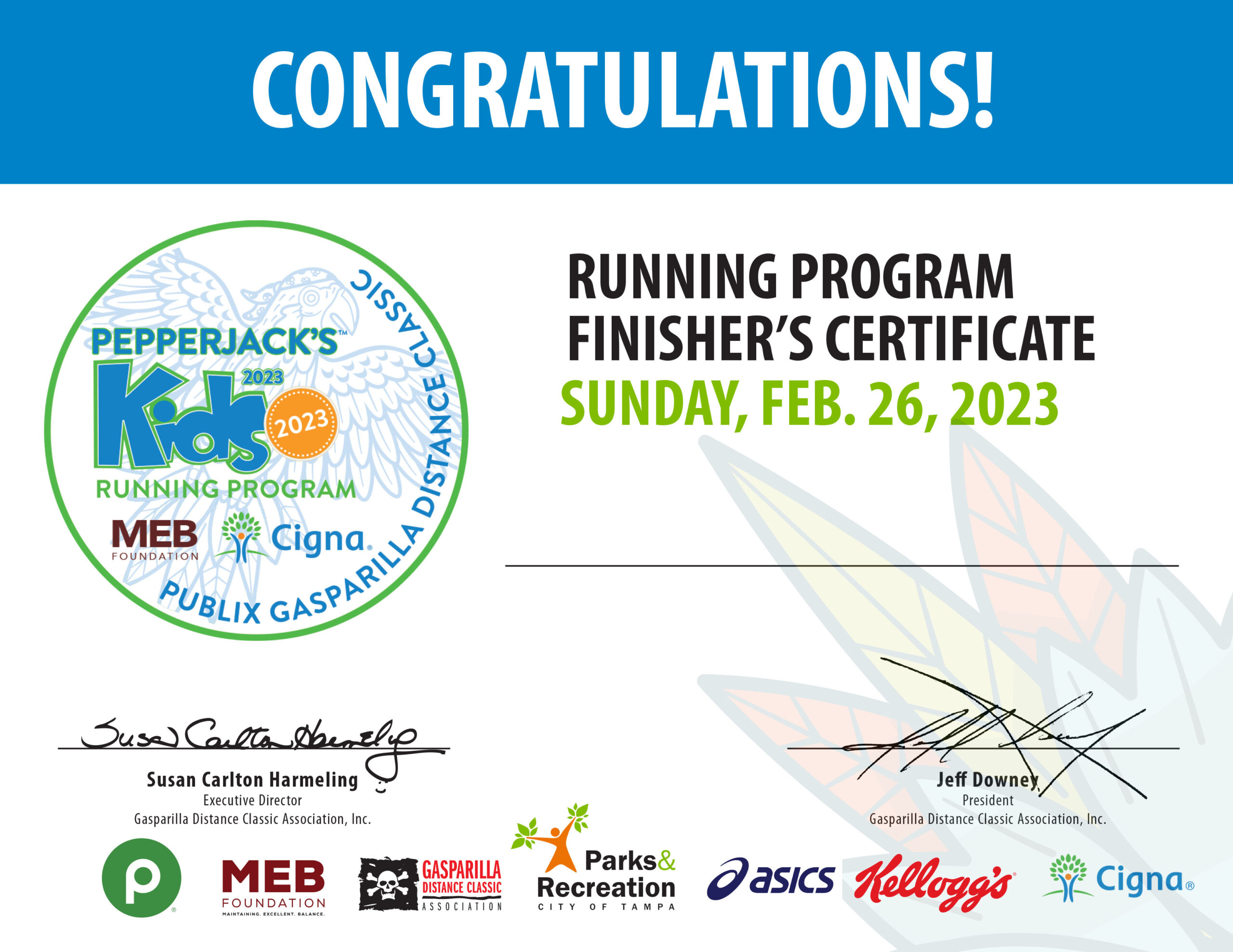 2023 Kids Running Certificate